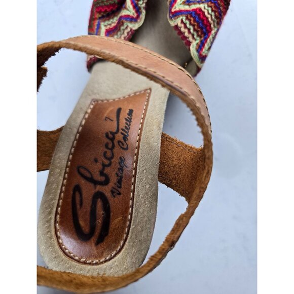 Sbicca Vintage Collection Leather & Woven Platform Sandals Size 7 - Picture 7 of 10